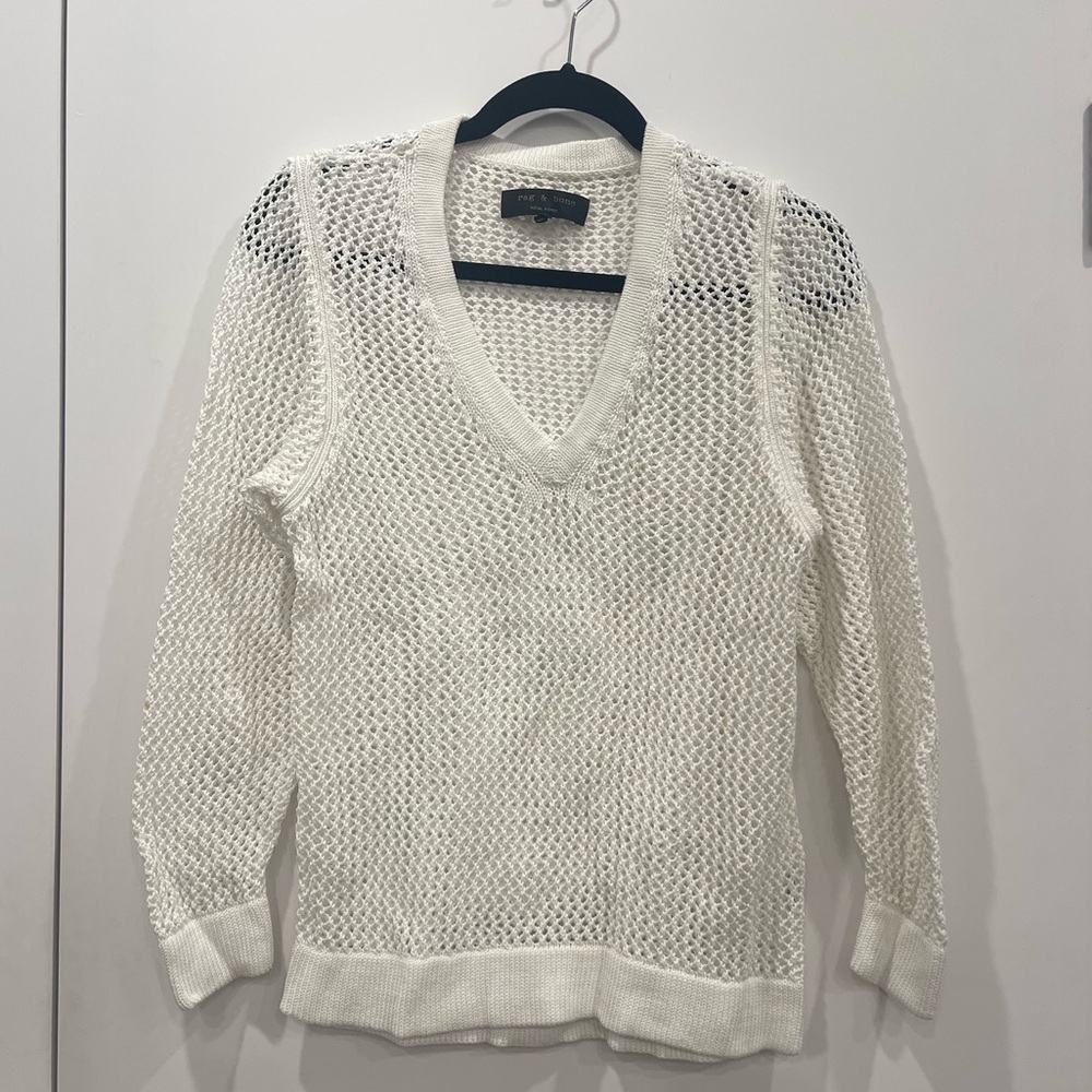 Rag & Bone Open Knit White Sweater